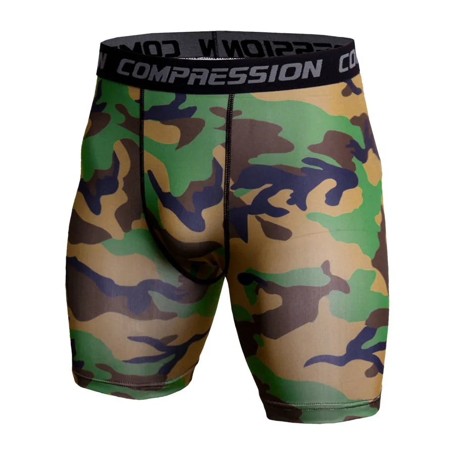 Men's Compression Camo Athletic Tight Shorts