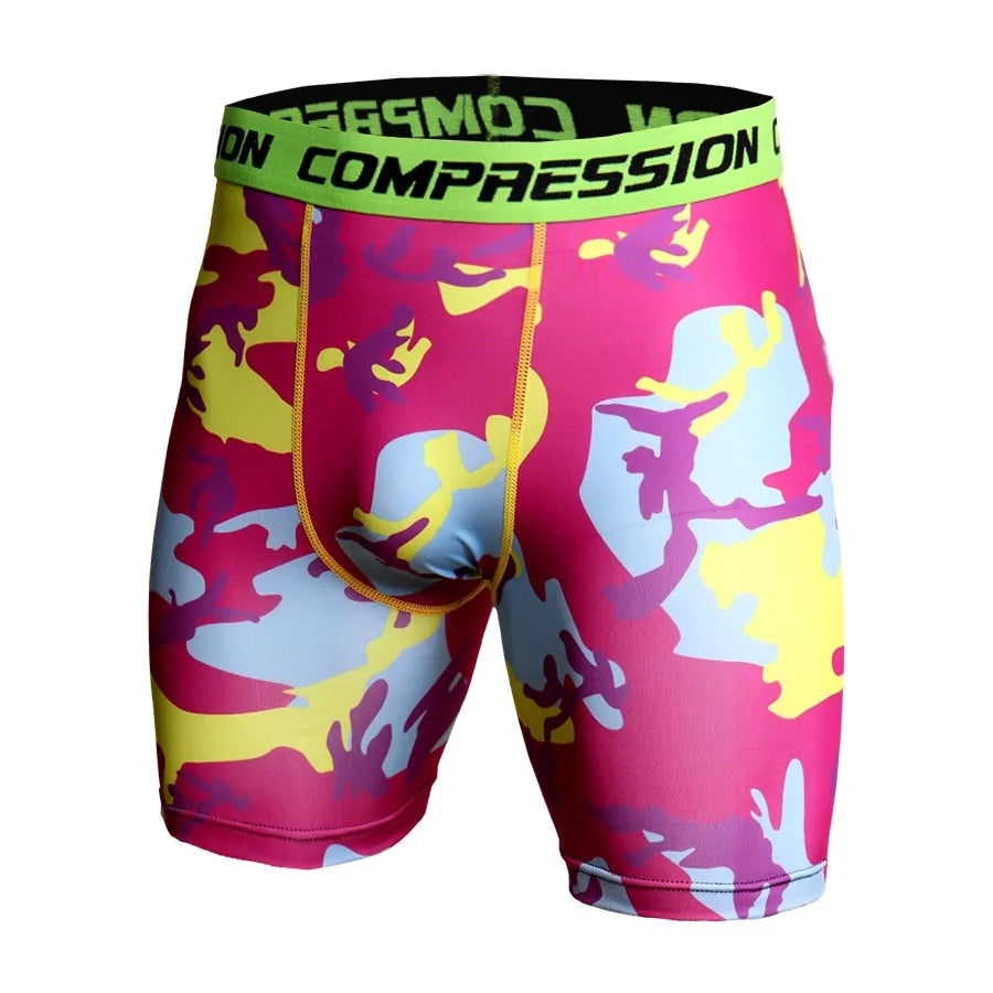 Men's Compression Camo Athletic Tight Shorts